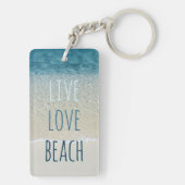 Live Love Beach Turquoise Blue Ocean Surf Waves Sleutelhanger (achterkant)