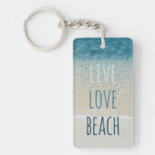 Live Love Beach Turquoise Blue Ocean Surf Waves Sleutelhanger (Voorkant)