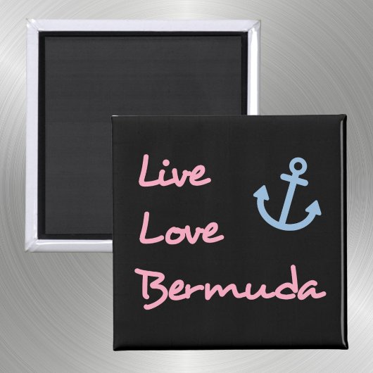 Live Love Bermuda Script Tekst met Anker Dark Magneet