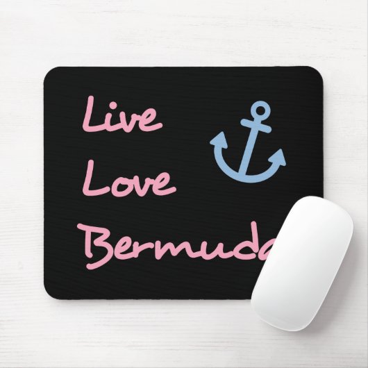 Live Love Bermuda Script Tekst met Anker Dark Muismat (Met muis)