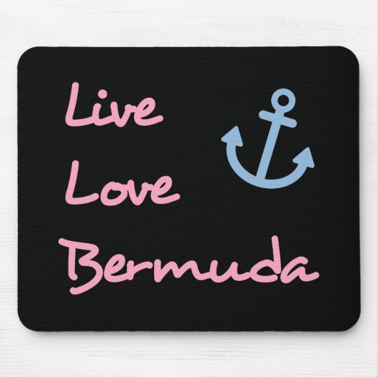 Live Love Bermuda Script Tekst met Anker Dark Muismat (Voorkant)