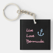 Live Love Bermuda Script Tekst met Anker Dark Sleutelhanger (Voorkant)