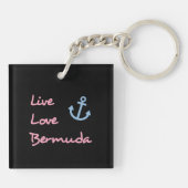 Live Love Bermuda Script Tekst met Anker Dark Sleutelhanger (Achterkant)