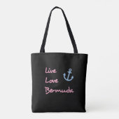 Live Love Bermuda Script Tekst met Anker Dark Tote Bag (Achterkant)