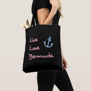 Live Love Bermuda Script Tekst met Anker Dark Tote Bag