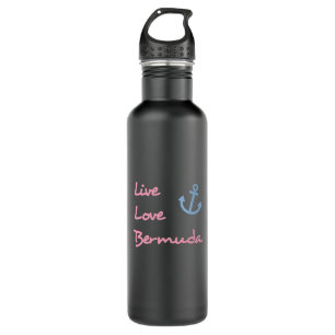 Live Love Bermuda Script Tekst met Anker Dark Waterfles