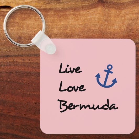 Live Love Bermuda Script Tekst met Anker Sleutelhanger (Voorkant)