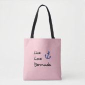 Live Love Bermuda Script Tekst met Anker Tote Bag (Voorkant)