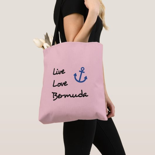 Live Love Bermuda Script Tekst met Anker Tote Bag (Dichtbij)