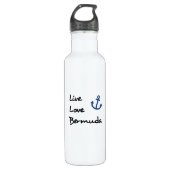Live Love Bermuda Script Tekst met Anker Waterfles (Voorkant)