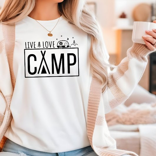 Live Love Camp Modern Simple Outdoor Camping T-shirt
