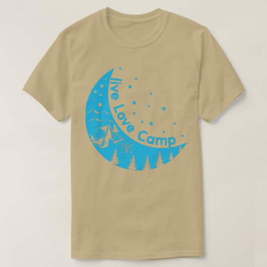 Live Love Camp Tent op de maan Camping outdoor T-shirt (Design voorkant)