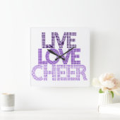 Live Love Cheer - Wall Clock Vierkante Klok (Huis)