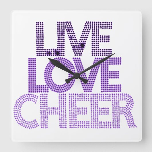 Live Love Cheer - Wall Clock Vierkante Klok (Voorkant)