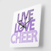 Live Love Cheer - Wall Clock Vierkante Klok (Hoek)
