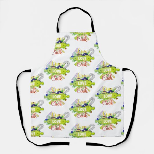 Live Love Cook, grappige keuken Schort (Voorkant)