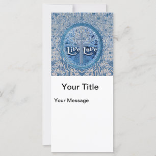 Live Love Cross Blue Tree of Life Pattern