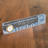 Live Love Cross Blue Tree of Life Pattern Naambordje (Zijkant)