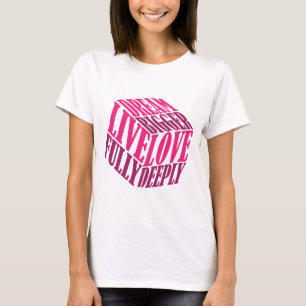 Live Love Dream Inspirerend kubus tekst T-shirt