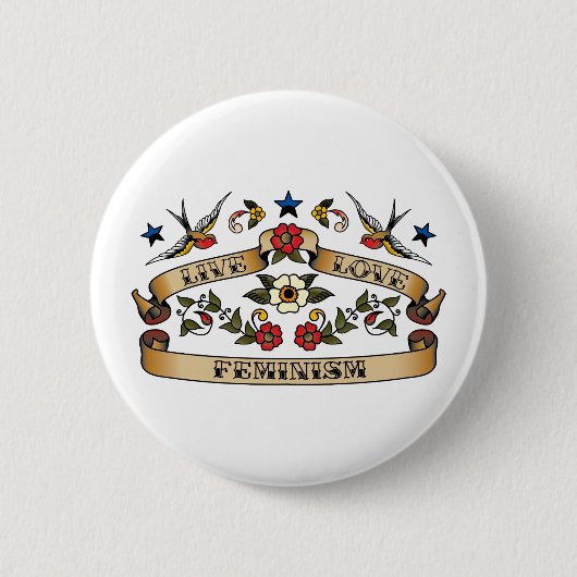 Live Love Feminism Ronde Button 5,7 Cm (Voorkant)