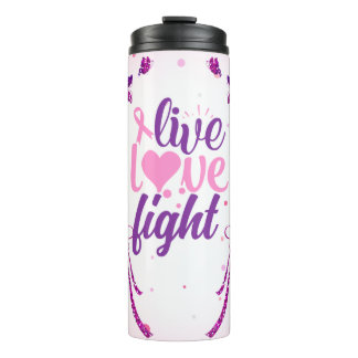Live Love Fight Pink & Paars Awareness Thermosbeker