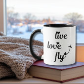 Live Love Fly Typography & Hearts, Vliegtuig Vlieg Mok