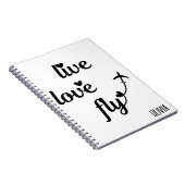 Live Love Fly Typography & Hearts, Vliegtuig Vlieg Notitieboek (Rechterzijde)