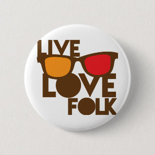 Live LOVE FOLK-muziek Ronde Button 5,7 Cm