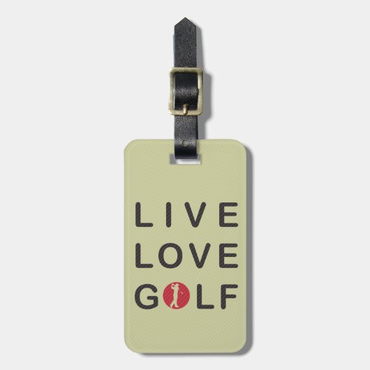 Live Love Golf Golfing Red Black Bagagelabel (Voorkant verticaal)