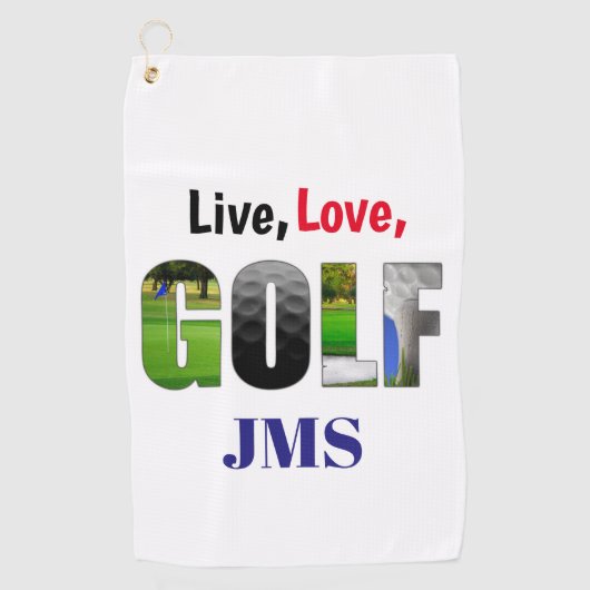 Live Love Golf Monogram Golfhanddoek (Voorkant)