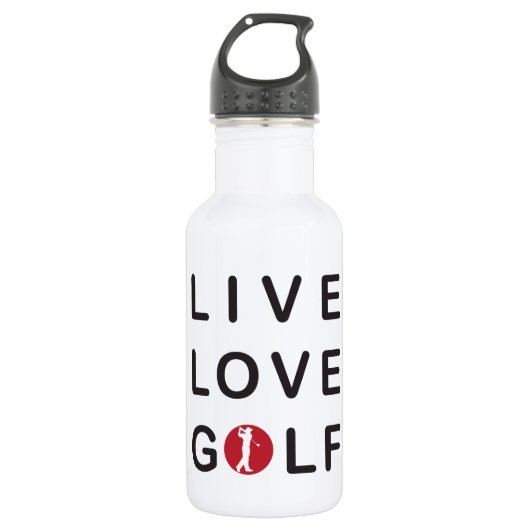 Live Love Golfing Red Black Waterfles (Voorkant)