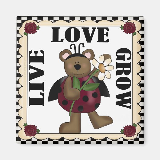 Live Love Grow lieveheersbeestje Magnet (Voorkant)