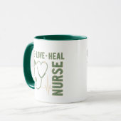 Live Love Heal Nurse Caduceus Stethoscope ECG Mug  Mok (Voorkant links)