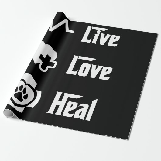 Live Love Heal Vet Tech for Veterinary Technicians Cadeaupapier (Uitgerold)
