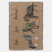 Live Love Horses Throw Blanket Deken (Voorkant Verticaal)