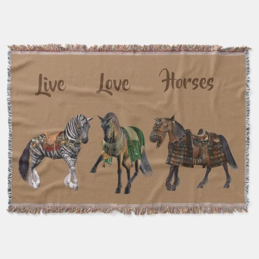 Live Love Horses Throw Blanket Deken (Voorkant)