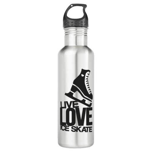 Live Love Ice Schaats | Schatting in figuur 1 Waterfles (Voorkant)