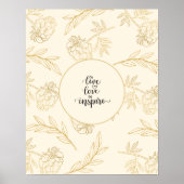 Live Love Inspire Gold Floral Poster (Voorkant)