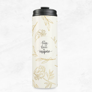Live Love Inspire Gold Floral Thermal Tumbler Thermosbeker