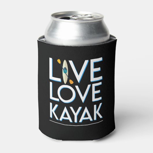 Live Love Kayak Kayaking Geweldige Design Blikjeskoeler (Blikje Voorkant)