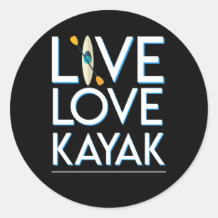 Live Love Kayak Kayaking Geweldige Design Ronde Sticker
