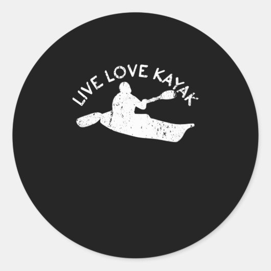 Live Love Kayak Rowing Paddle Kayak Canoe Love Ronde Sticker (Voorkant)