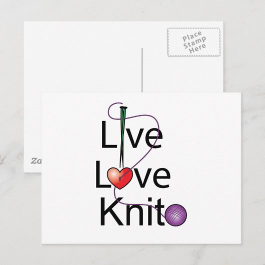 Live Love Knit Briefkaart (Voorkant / Achterkant)