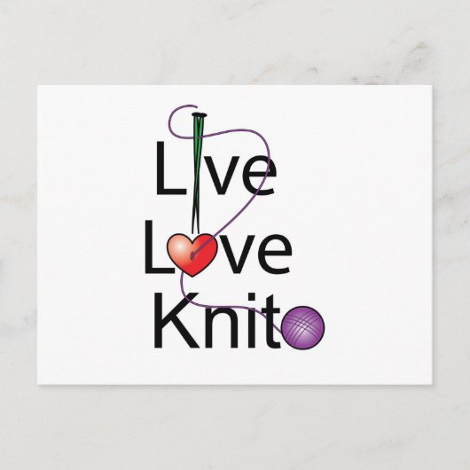 Live Love Knit Briefkaart (Voorkant)