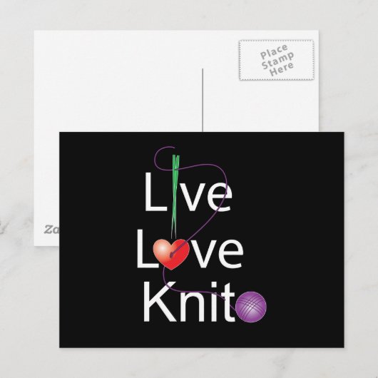 Live Love Knit Briefkaart (Voorkant / Achterkant)