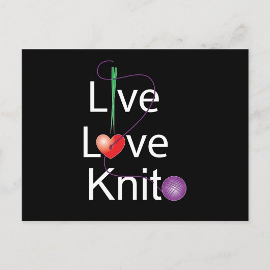 Live Love Knit Briefkaart (Voorkant)