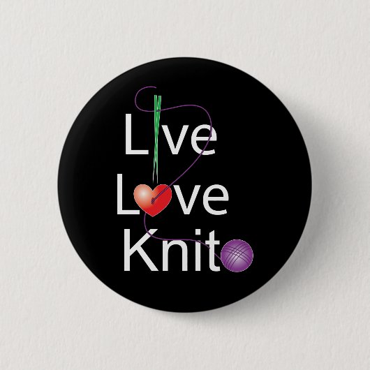 Live Love Knit Ronde Button 5,7 Cm (Voorkant)