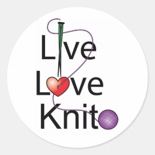 Live Love Knit Ronde Sticker
