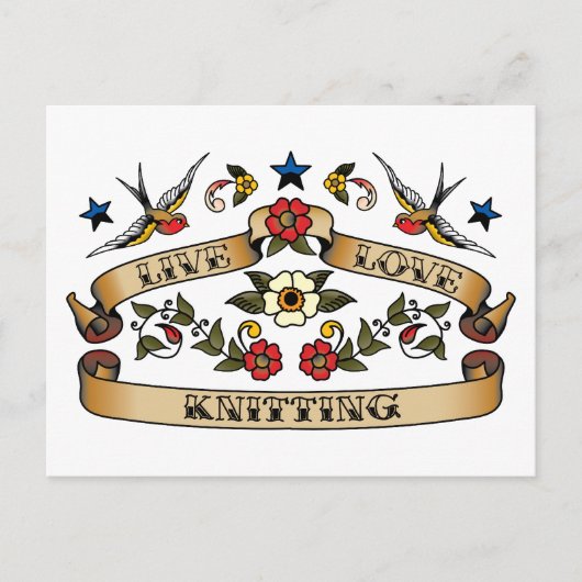 Live Love Knitting Briefkaart (Voorkant)