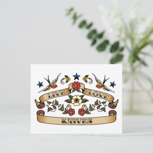 Live Love Knives Briefkaart (Staand voorkant)